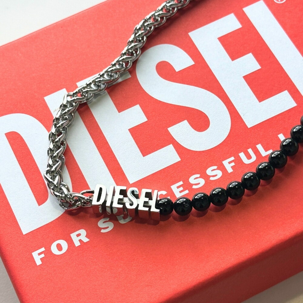 ディーゼル ネックレス メンズ レディース ステンレス ビーズ シルバー ブラック シンプル おしゃれ ユ..