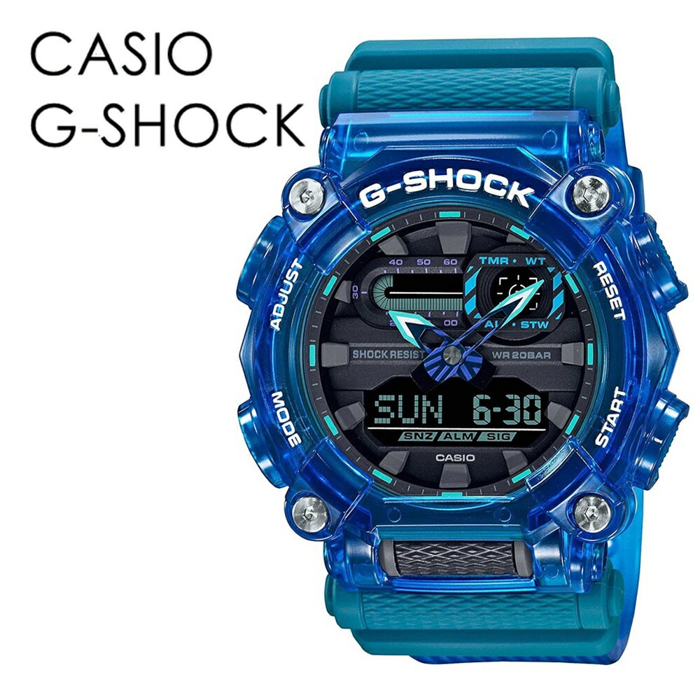 CASIO G-SHOCK　カシオ Gショック ジーショック アウトドア スポーツ カジュアル おしゃれ かっこいい メンズ 腕時計 アナデジ ブルー スケルトン サウンドウェーブ 内祝い 母の日 お祝い