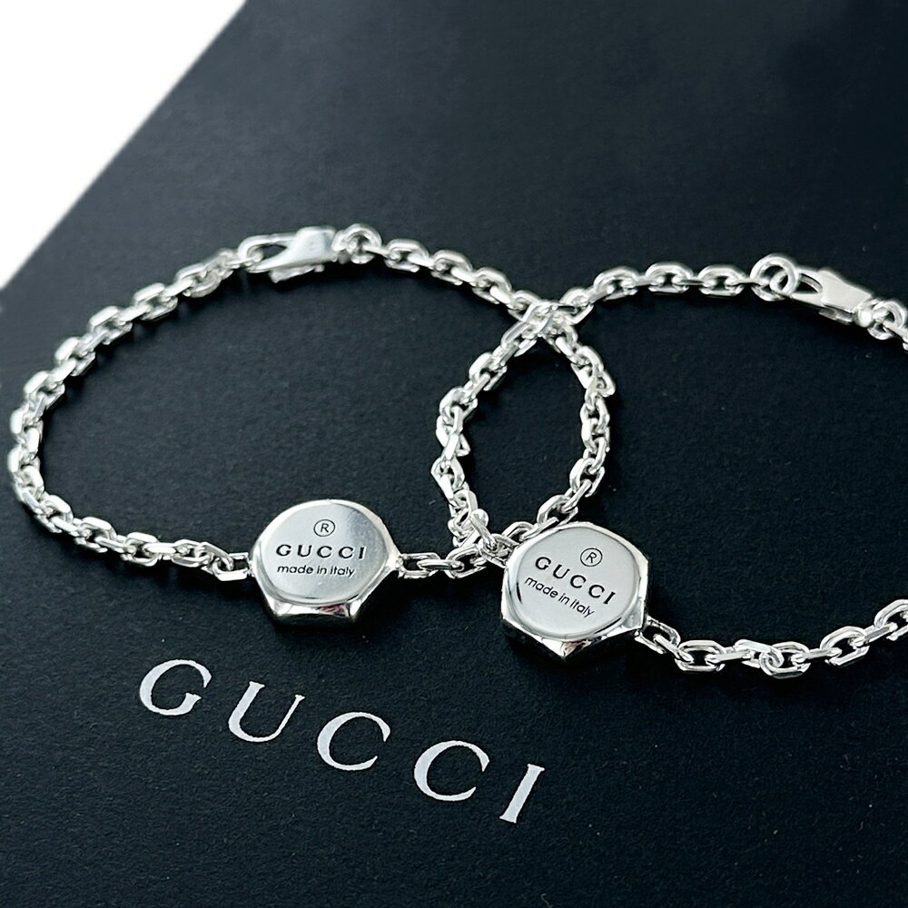 GUCCI ショッパー付き グッチ ペアブレスレット チェーンブレスレット ロゴプレート 結婚記念日 プレゼント ペア 夫婦 両親 友達カップル お揃い カップル 誕生日 ペアアクセサリー 大人 ペアジュエリー ペアギフト 贈り物 クリスマス プレゼント