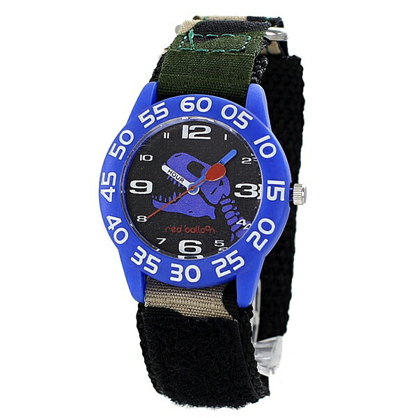 こども プレゼント 初めての腕時計 キッズウォッチ 子供用 腕時計 男の子 マジックテープ 幼稚園 小学生 誕生日 卒園祝い 入学祝い ブルー 恐竜 レッドバルーン ★キッズから大人まで絶大な人気を誇るディズニーシリーズから、とっても可愛いキッズ腕時計が新登場。 贈り物にも喜ばれるアイテムが揃っています。 -------------------------------------------------------- 【※ご注意※】 文字盤デザインや、専用BOX等は予告なく変更になる場合がございます。&nbsp; 予めご了承くださいませ。 こちらは子供が大好きな恐竜の化石をデザインしたキャラクターウォッチです。 ナイロン素材で軽く、お子様でも使いやすいマジックテープで留める使用になります。 入学祝いや誕生日、クリスマスプレゼントにもおすすめです。 ■ブランド：Red&nbsp;Balloon(レッドバルーン) ■クオーツ（電池式） ■電池交換について：量販店の時計売り場や最寄りの腕時計店で可能なモデルです。 ■防水性：なし ■サイズ(約) 時計の幅：32mm（リューズを含まず） ベルト腕周り：最短11cm～最長14.5cm ■付属品：専用ケース(腕時計の箱) ■保証期間：1年間 WRB000148