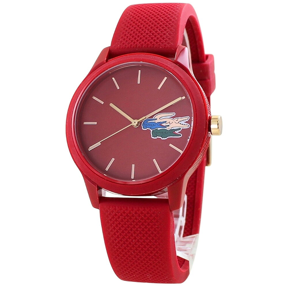 ラコステ 腕時計 レディース メンズ 36mm レッド シリコンベルト ユニセックス ブランドウォッチ LACOSTE カジュアル 女性 男性 誕生日 記念日 還暦祝い 赤 プレゼント ギフト 2001184 成人 卒業 入学