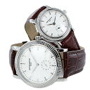 ピエールタラモン 時計 メンズ レディース ペアウォッチ 38mm 28mm ブラウン クロコ レザー シルバー PT-5100H-3PT-5100L-3 誕生...