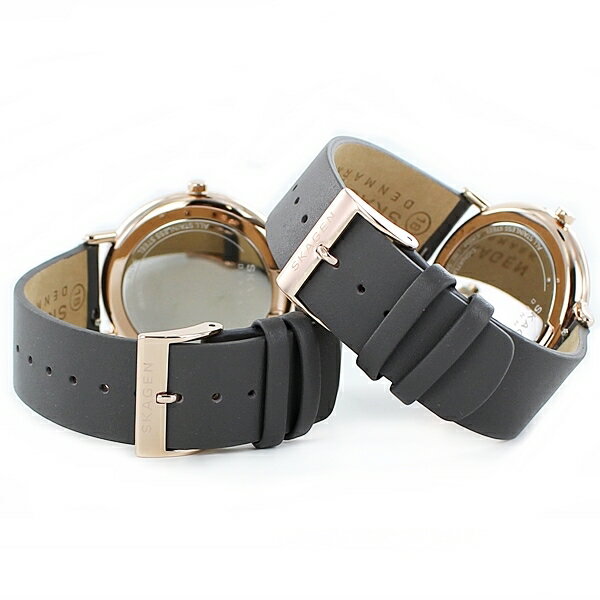 スカーゲン 大人 シンプル ペアウォッチ カップル お揃い 夫婦 両親 腕時計 手表 メンズ 父の日 レディース 母の日 グレー レザーウォッチ 誕生日 記念日 ペアギフト ランキング お祝い