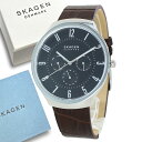 スカーゲン 時計 メンズ 父の日 北欧 腕時計 手表 Grenen グレーネン マルチファンクション 42ミリ シルバー ブラック ブラウン レザー 革ベルト ...