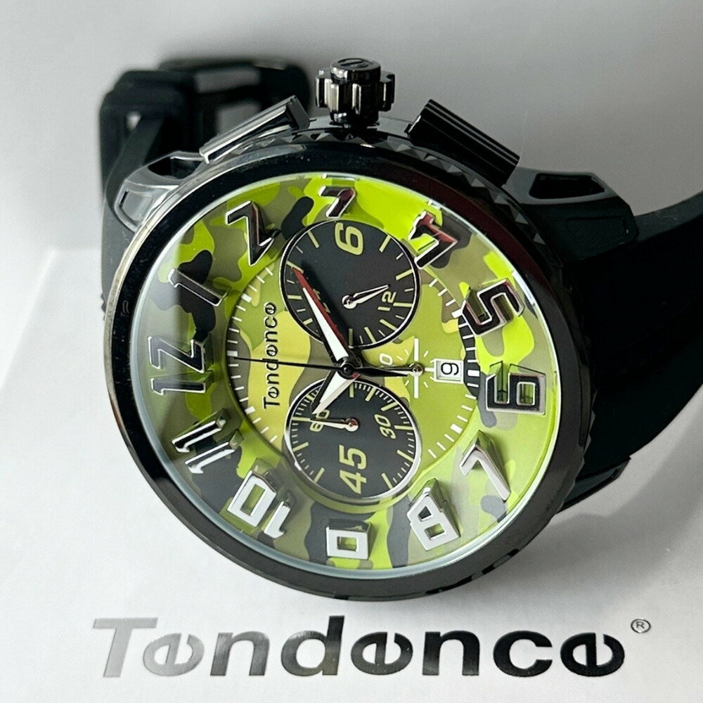 テンデンス 腕時計 メンズ 迷彩 迷彩 ビッグフェイス 50mm かっこいい 大きめ 存在感 クロノグラフ カモフラージュ ギフト 男性 彼氏 旦那 誕生日 記念日 Tendence 時計 TY046021 クリスマス プレゼント ランキング お祝い