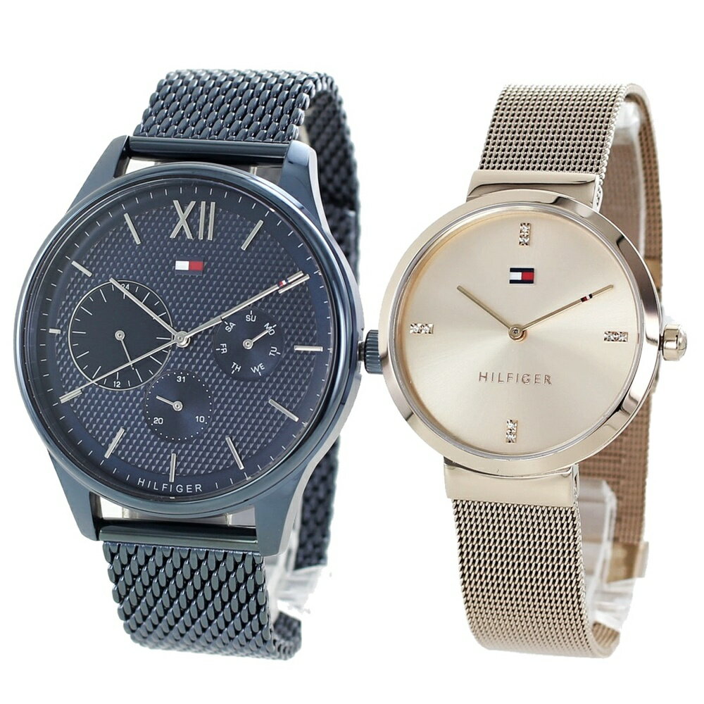 トミーヒルフィガー ペア ウォッチ 腕時計 手表 メンズ レディース 夫婦 両親 カップル 記念日 誕生日 ビジネス スーツ フォーマル ネイビー ピンクゴールド メッシュ ステンレス ブレスレット クリスマス プレゼント ランキング お祝い