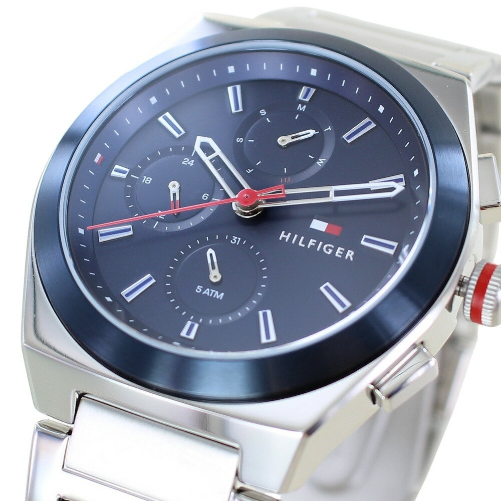 トミーヒルフィガー 腕時計 メンズ ステンレスベルト ネイビーダイヤル マルチファンクション 5気圧防水 ビジネス カジュアル ギフト ..