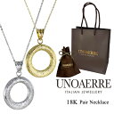 ウノアエレ ショッパー付き お揃い ネックレス レディース 母の日 ペアネックレス 友達 18K 18金 2点セット 母娘 姉妹 プレゼント ホワイトゴールド ...
