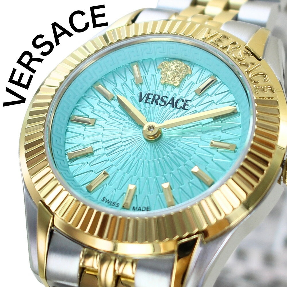 ヴェルサーチェ 腕時計 レディース VERSACE GRECA TIME LADY ライトブルー ゴールド シルバー メタルベルト 高級 ブランド おしゃれ きれいめ 女性 プレゼント ギフト VE9CA1025 成人 卒業 入学