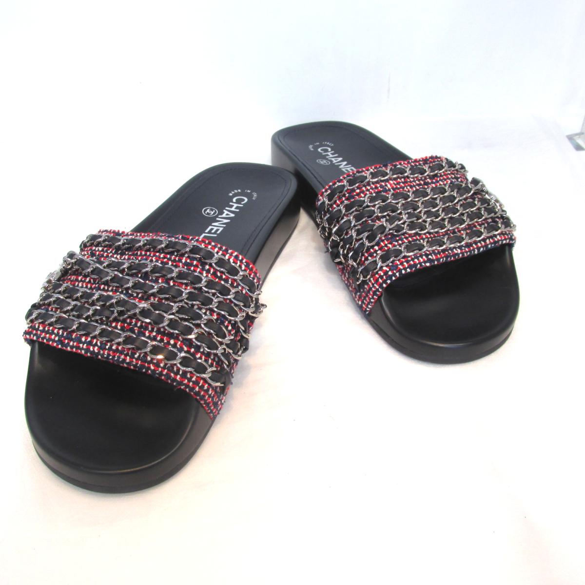 シャネル CHANEL サンダル サンダル 靴 レザー ツーイド レディース ブラック系 / レッド系 / 紺 【中古】のサムネイル