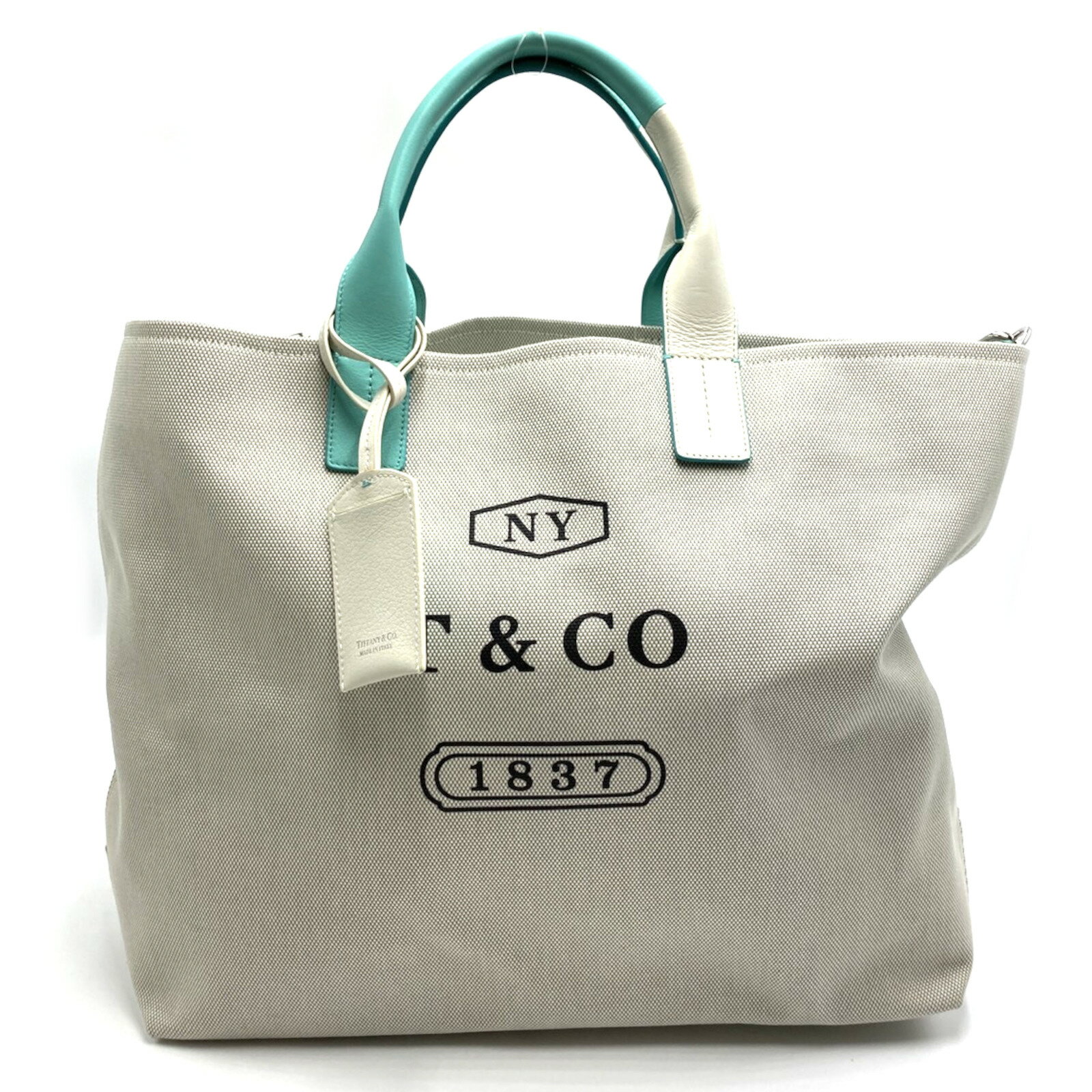 ティファニー TIFFANY＆CO ラージートートバッグ トートバッグ バッグ キャンバス メンズ レディース ベージュ系 ベージュ/ブルー 【中古】のサムネイル