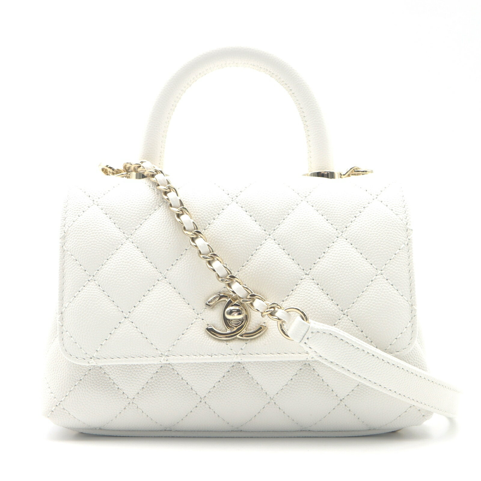 シャネル CHANEL ココハンドル 2way ハンドバッグ バッグ キャビアスキン(グレインド カーフ) レディース ホワイト系 ホワイト 【中古】のサムネイル