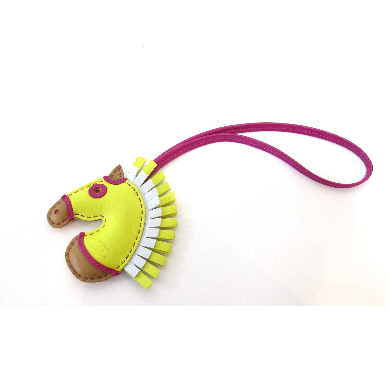 エルメス HERMES ジージーカマイユ バッグチャー チャーム アクセサリー コットン アニオン レディース イエロー系 ローズパープルxチャイxライム パープルxチャイxライム 【中古】 | ブランド ブランドバッグ バッグ バック バッグチャーム キーホルダー ストラップのサムネイル