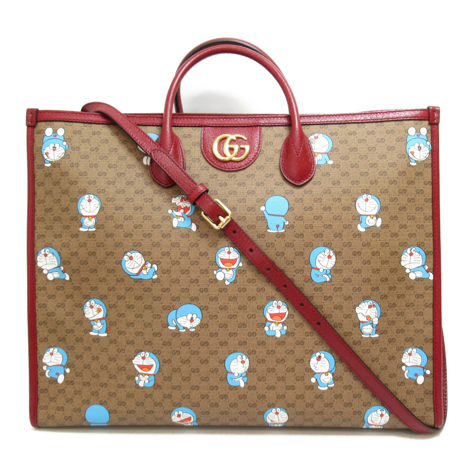 グッチ GUCCI トートバッグ ドラえもん バッグ PVCコーティングキャンバス GGスプリーム レディース ブラウン系 653952 【中古】 | ブランド ブランドバッグ バック トートバック トート