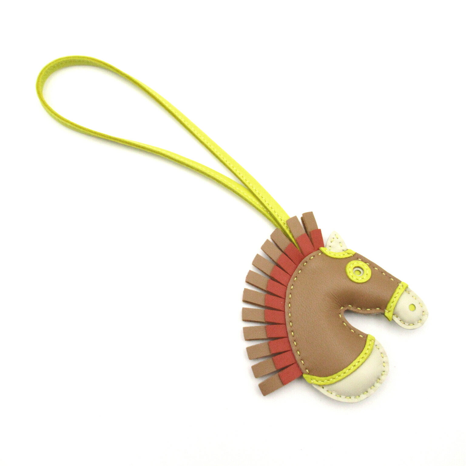 エルメス HERMES ジージーカマイユ チャーム アクセサリー レザー アニョーミロ メンズ レディース ブラウン系 / イエロー系 チャイ x クレ ライム コルナリン Z 【中古】 | ブランド ブランドバッグ バッグ バック バッグチャーム キーホルダー ストラップのサムネイル