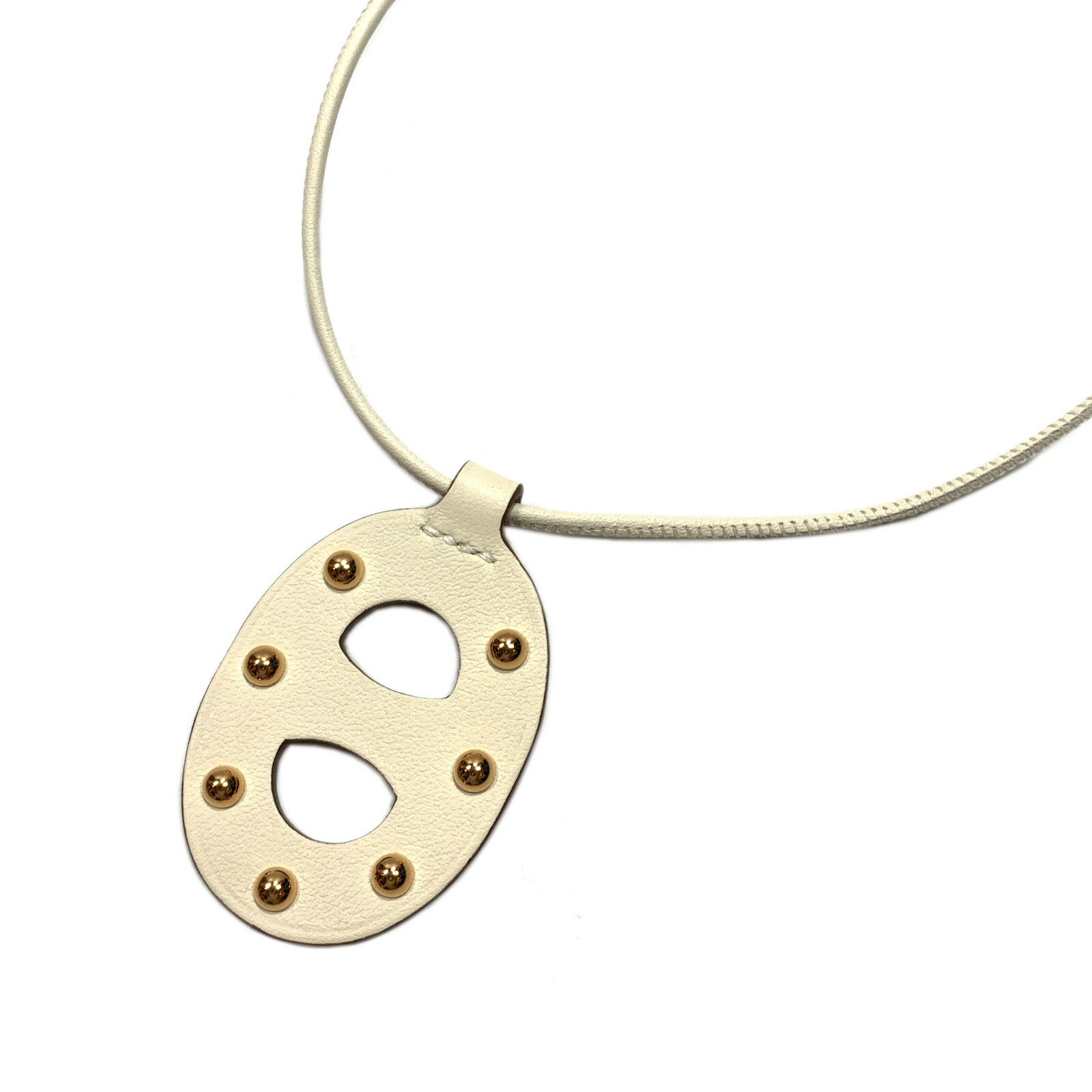 エルメス HERMES シェーヌダンクル ネックレス ジュエリー レザー ヴォースイフト メンズ レディース アイボリー系 【中古】 | アクセサリー ペンダントのサムネイル