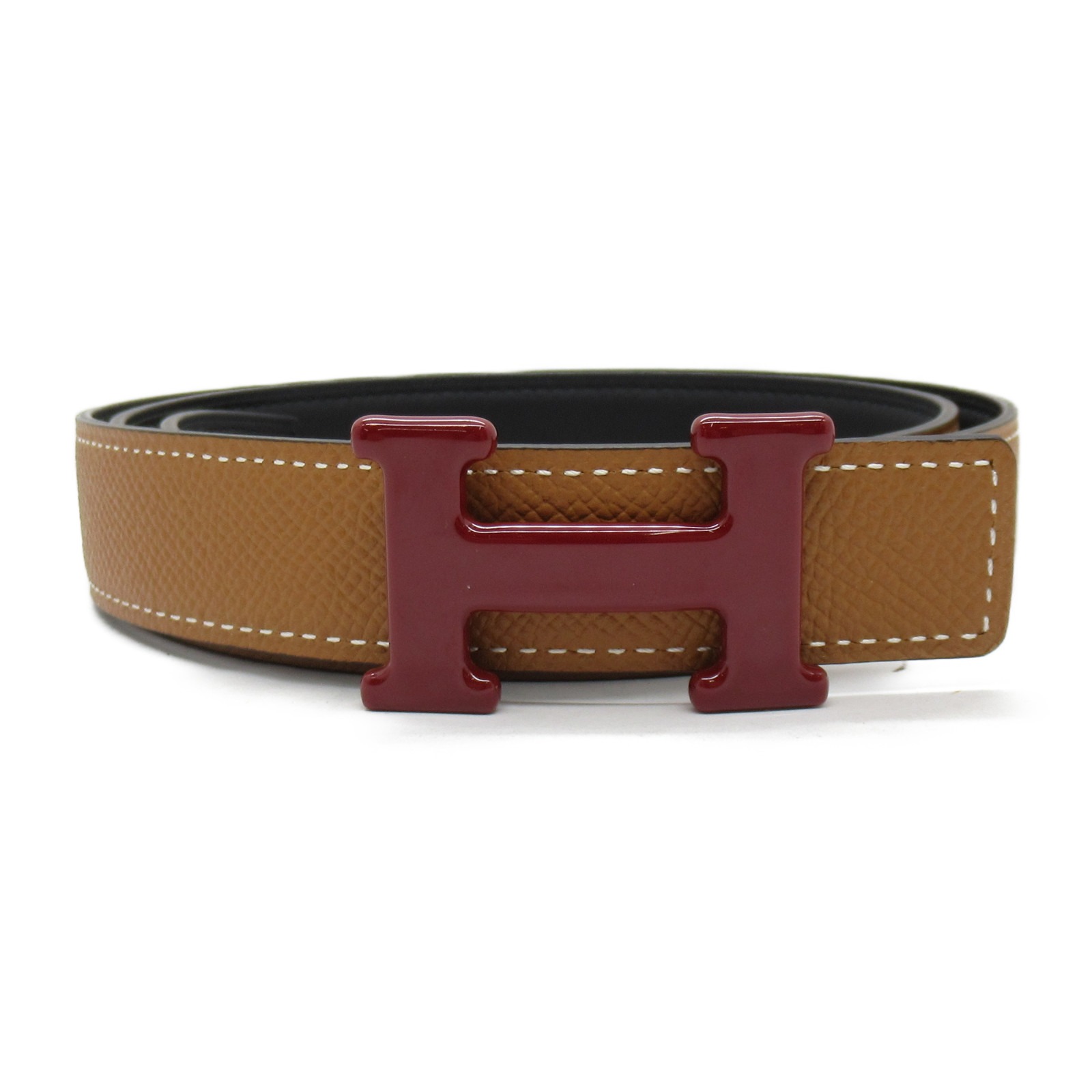 エルメス HERMES ミニコンスタンスベルト ベルト 衣料品 レザー スイフト ヴォーエプソン レディース ブラウン系 ブラック レッドバックル / U刻 ゴールド 【中古】 | ブランド ブランド雑貨 小物 雑貨 レディースベルトのサムネイル