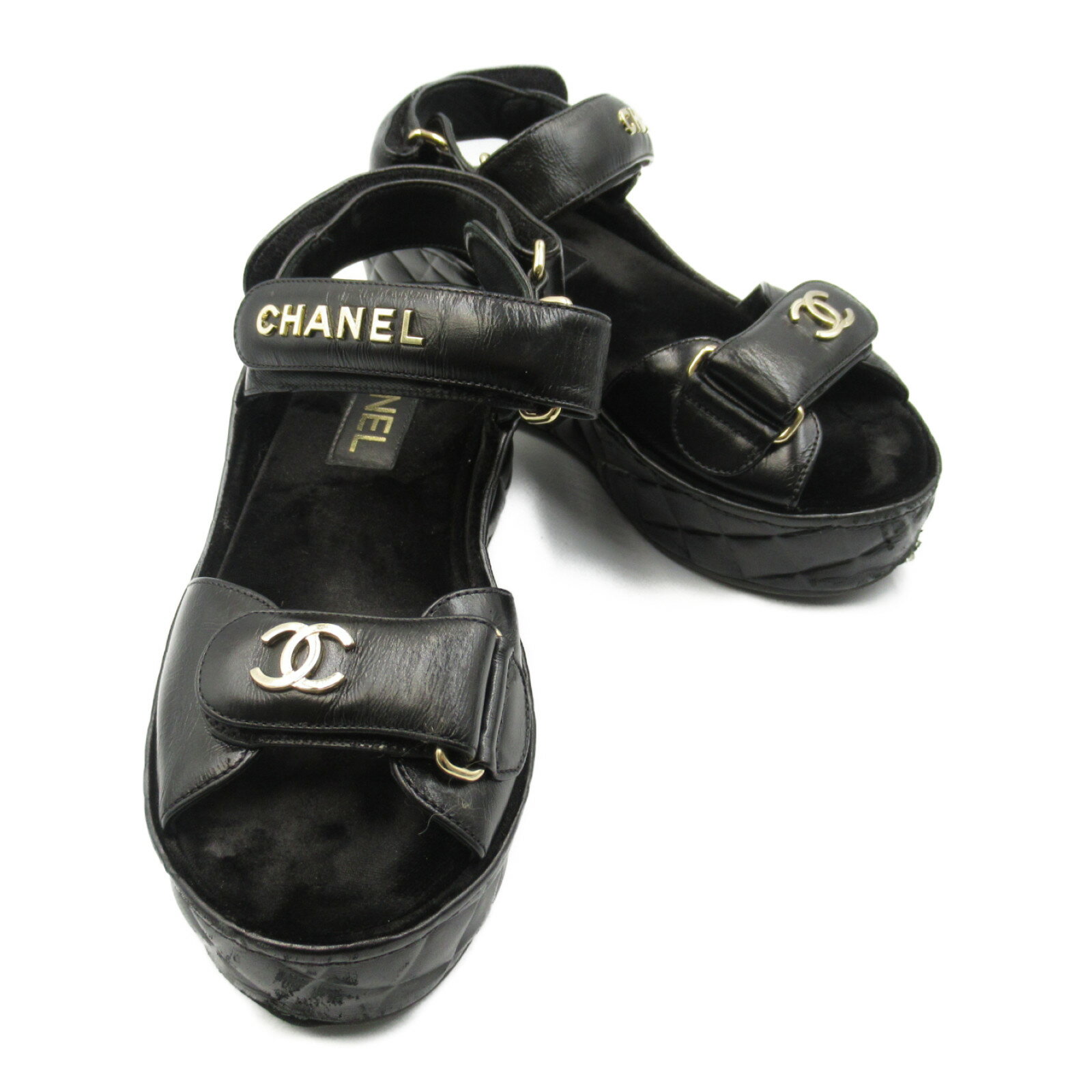 楽天市場】シャネル CHANEL サンダル 靴 レザー レディース ブラック系