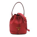 9/25まで【最大4万円OFFクーポン&全品ポイント5倍 】 プラダ PRADA 巾着2wayショルダー ショルダーバッグ バッグ レザー レディース レッド系 【中古】 | ブランド ブランドバッグ バック ショルダーバック ショルダー 肩掛け