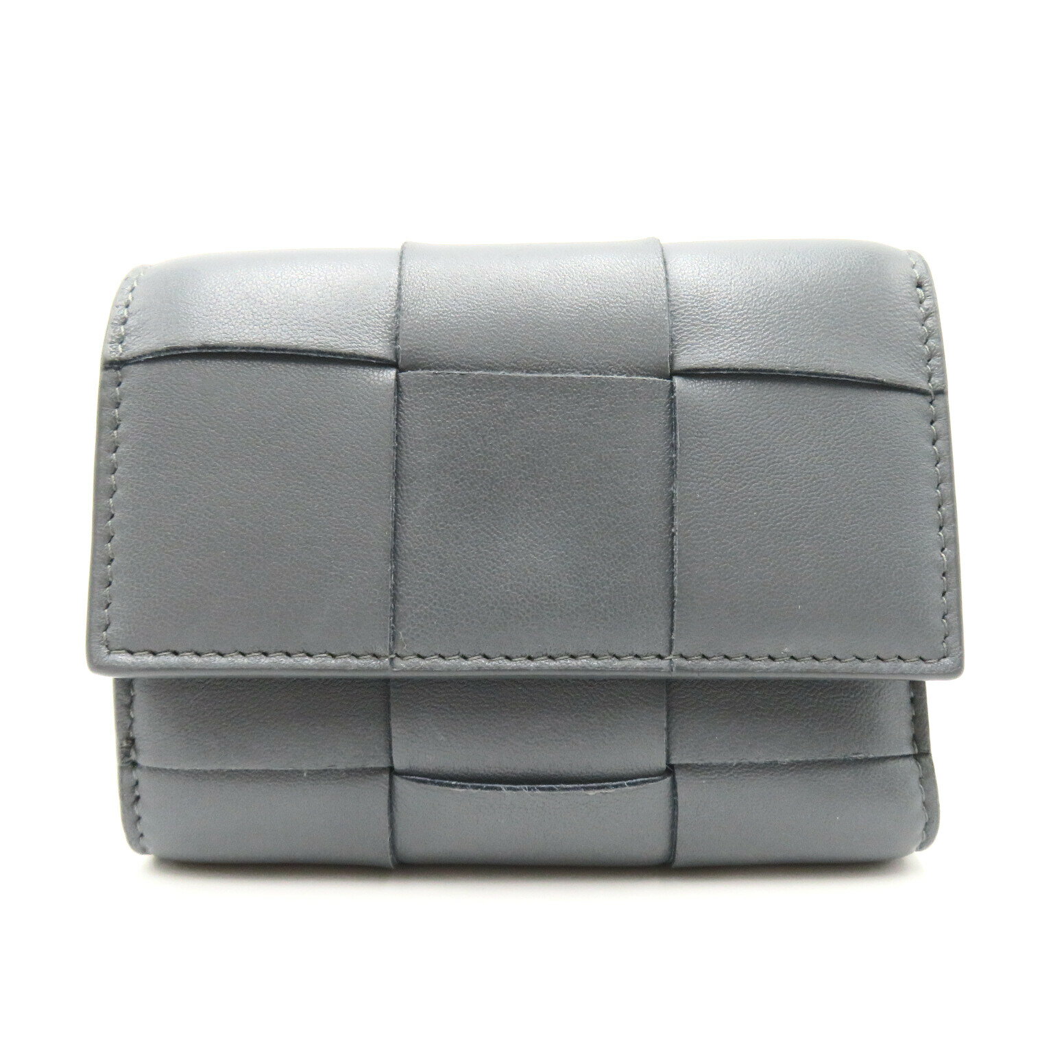 ボッテガヴェネタ BOTTEGA VENETA カセット 三つ折り財布 三つ折り財布 財布 レザー レディース グレー系 【中古】のサムネイル