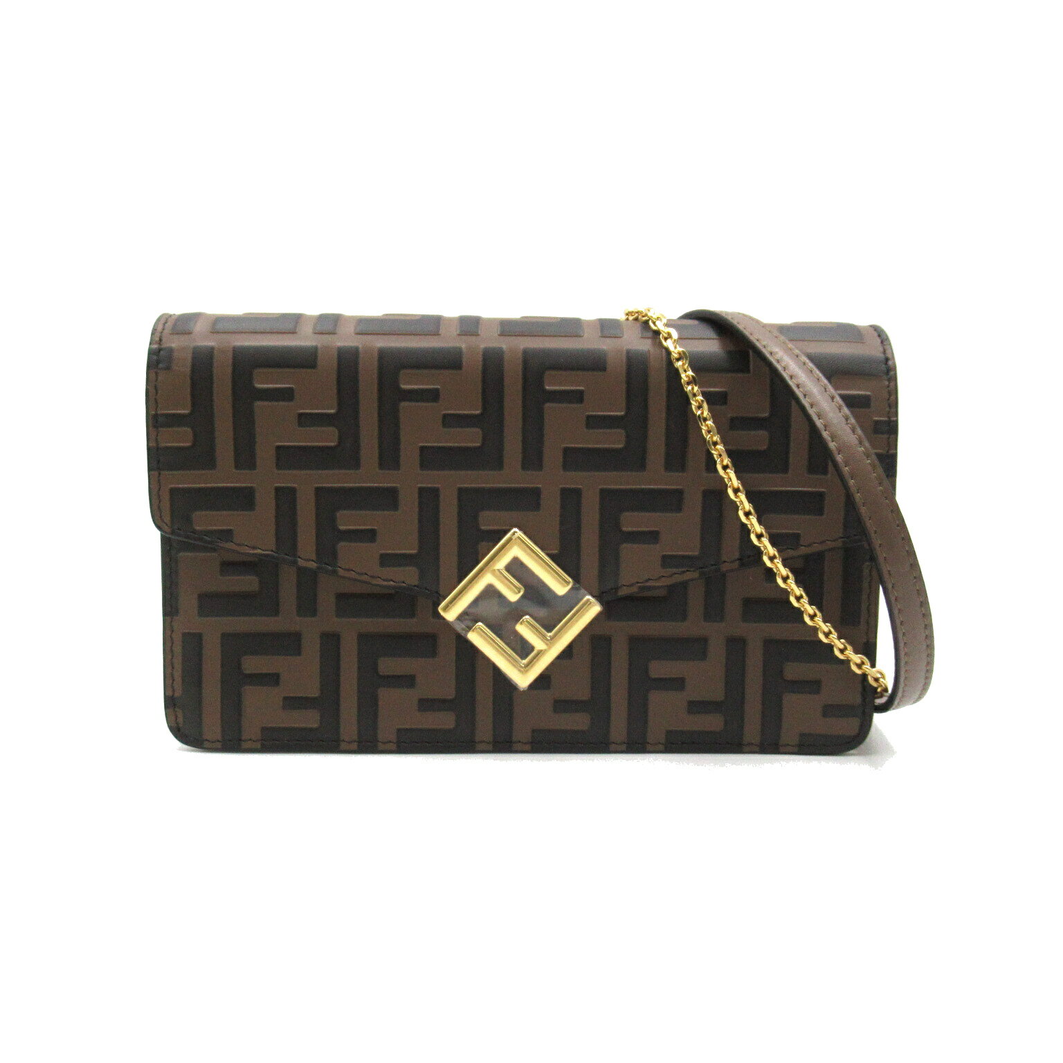 フェンディ FENDI FF ダイヤモンド ウォレット チェーン 2wayショルダーバッグ バッグ レザー レディース ブラウン系 8M0488AQ1QF13VK 【新品】