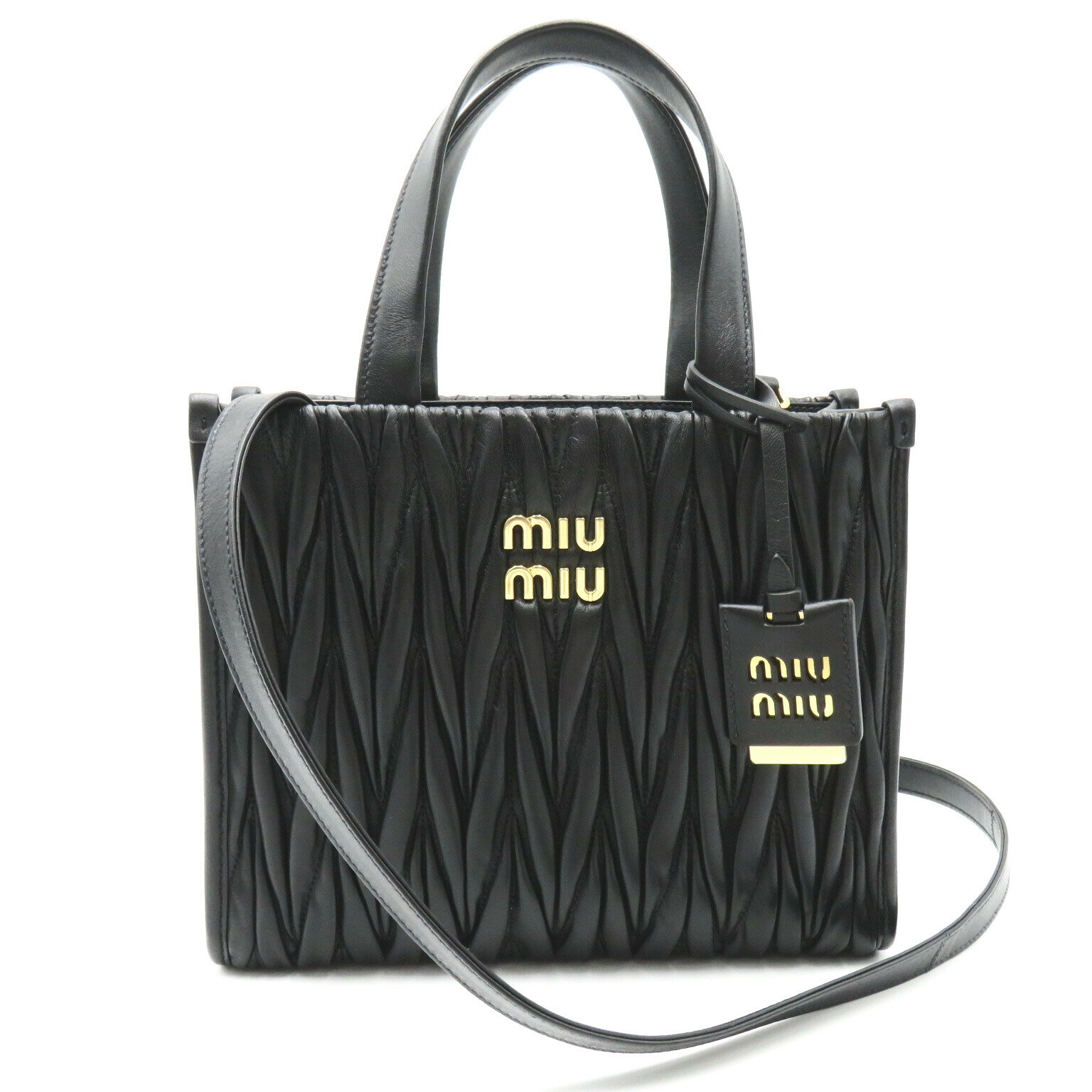 トートバッグ ミュウ ミュウ Miu Miu マテラッセ 2wayトートバッグ トートバッグ バッグ レザー レディース ブラック系 5BG263N88F0002 【新品】