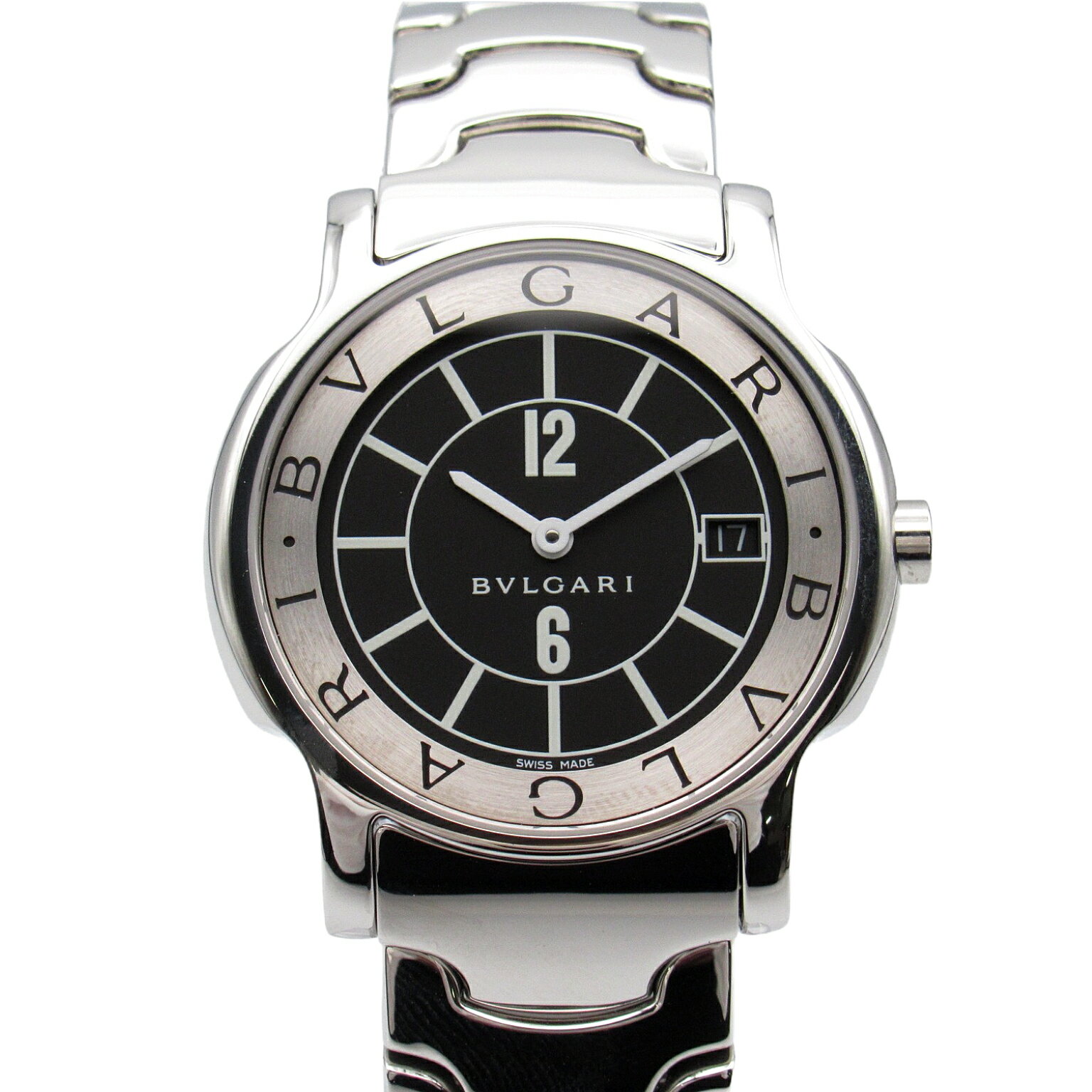 ブルガリ BVLGARI ソロテンポ 腕時計 時計 ステンレススチール メンズ レディース ブラック系 ST35S 【中古】