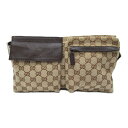 グッチ GUCCI ウエストバッグ ウエストバッグ ボディバッグ バッグ GGキャンバス メンズ レディース ベージュ系 ダークブラウン 28566 【中古】