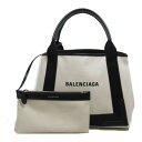 バレンシアガ BALENCIAGA ネイビーカバス　トートバッグ トートバッグ バッグ レザー キャンバス レディース ブラック系 ナチュラル 【中古】