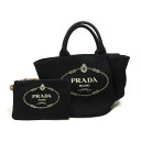 プラダ PRADA 2wayカナパトートバッグ トートバッグ バッグ キャンバス レディース ブラック系 【中古】