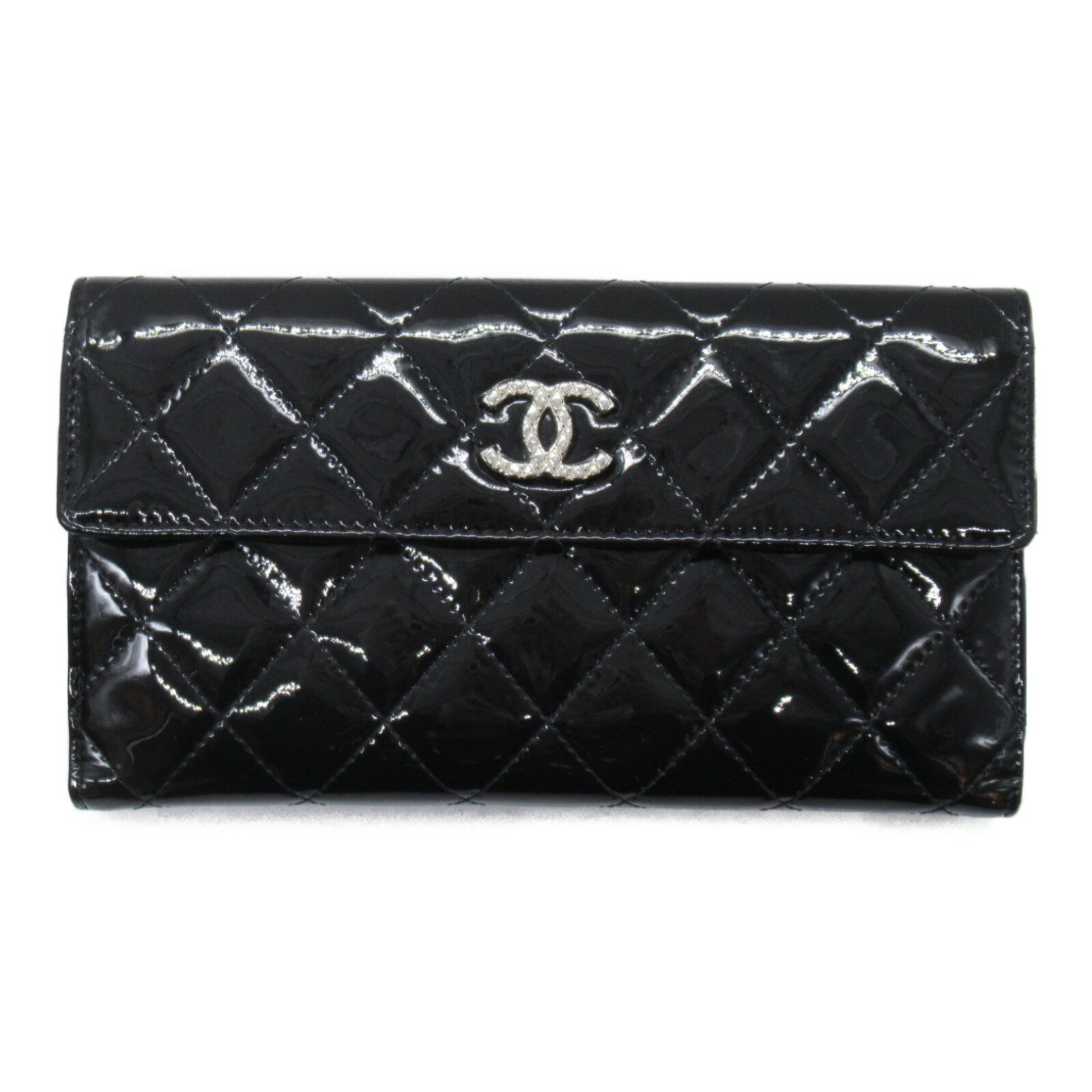 シャネル CHANEL ブリリアント Wホック長財布 Wホック長財布 財布 パテントレザー レディース ブラック系 【中古】