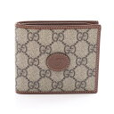 グッチ GUCCI インターロッキングG GGスプリーム 二つ折り財布 財布 PVCコーティングキャンバス レザー メンズ グレー系 / ブラック系 67165292TCG8563 【新品】