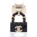 シャネル CHANEL ココマーク マトラッセ リング・指輪 ジュエリー GP(ゴールドメッキ) レザー プラスチック レディース ゴールド系 / ブラック系 【中古】