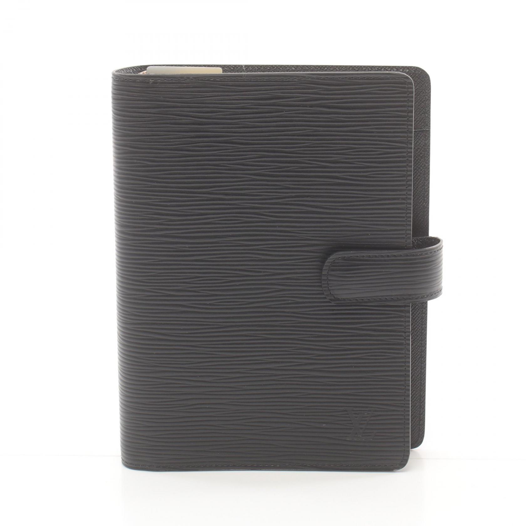 ルイ・ヴィトン LOUIS VUITTON アジェンダMM 手帳カバー アクセサリー レザー エピ メンズ レディース ブラック系 R20042 【中古】