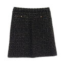 ≪15%OFFクーポン対象≫シャネル CHANEL ニットツイード スカート 衣料品 ボトムス レーヨン ウール モヘヤ レディース ブラック系 / ゴールド系...