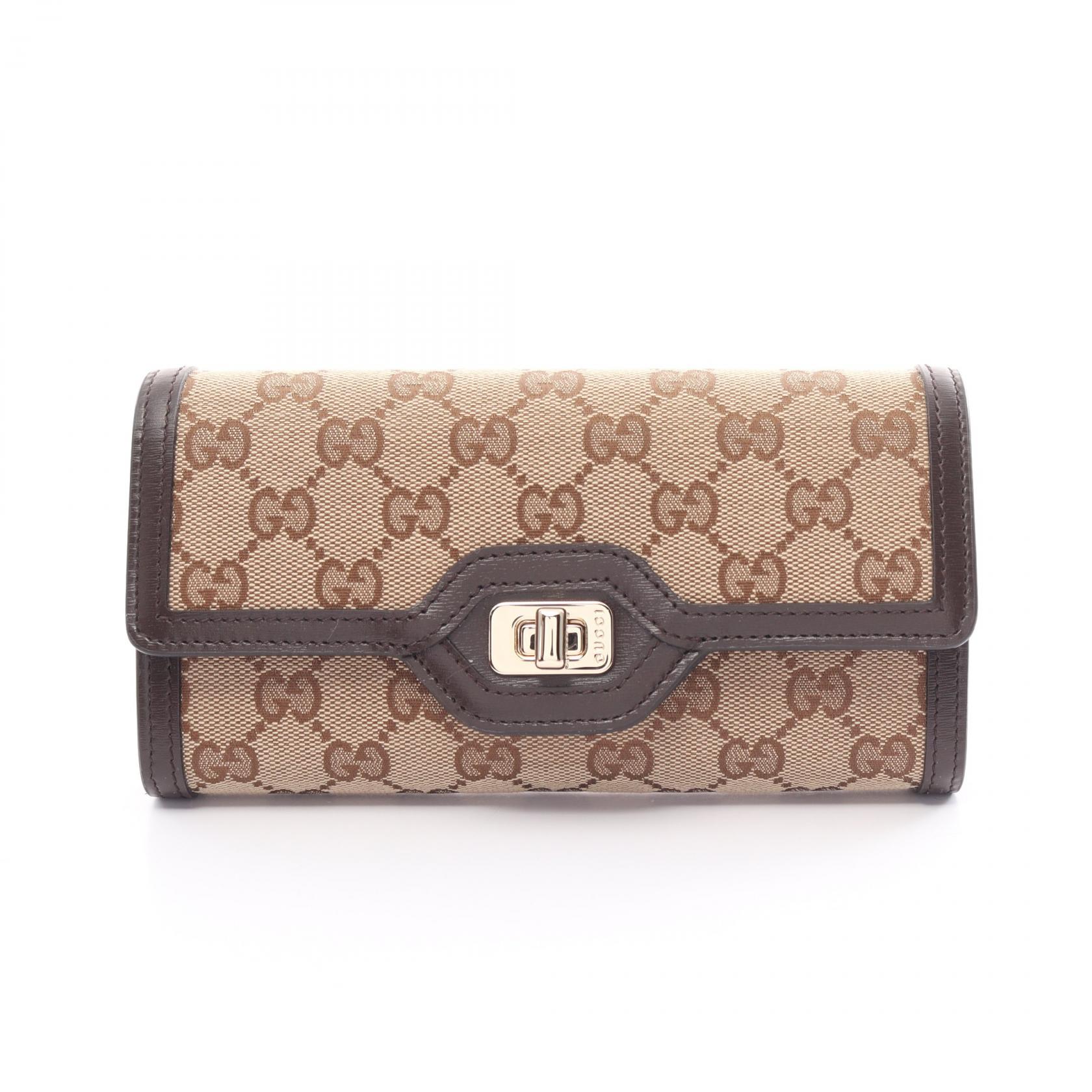 極美品 GUCCI グッチ 長財布 レザー×キャンバス GG柄 ロゴグラム 茶 2101218242034_1.jpg