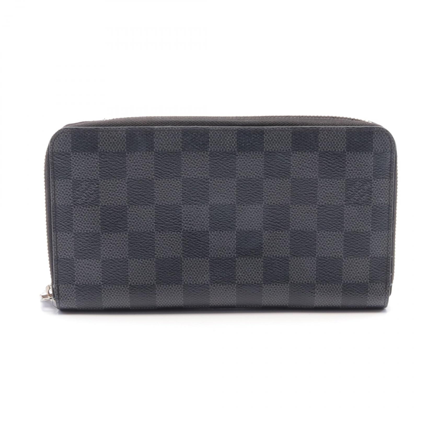 ≪ポイント3倍≫ルイ・ヴィトン LOUIS VUITTON ジッピーオーガナイザー NM ラウンド長財布 財布 PVCコーティングキャンバス ダミエ・グラフィット メンズ ブラック系 N60111 【中古】