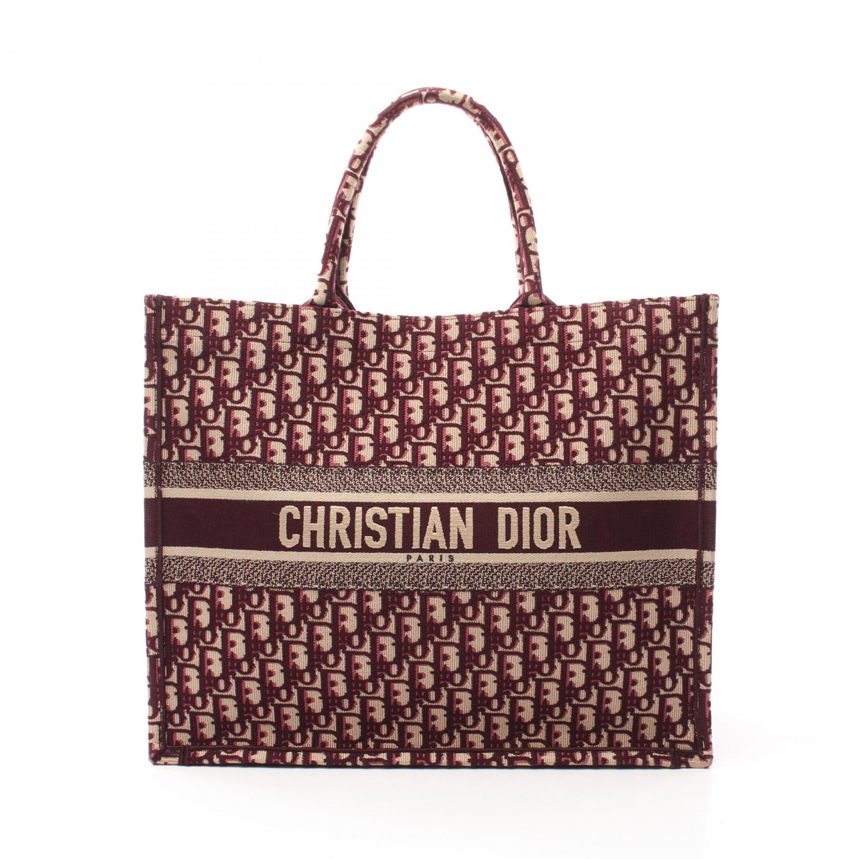 ≪12％OFFクーポン×P3倍≫ディオール Dior BOOK TOTE ブックトート ラージ オブリーク トートバッグ バッグ キャンバス レディース ベージュ系 / ボルドー系 M1286ZRIW プレゼント 誕生日 記念日 ブランド 送料無料【中古】
