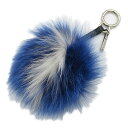 ≪ポイント5倍≫フェンディ FENDI バッグチャーム チャーム アクセサリー ファー/メッキ レディース ブルー系 / ホワイト系 【中古】