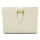≪5%OFFクーポン対象≫エルメス HERMES ベアンコンパクト 二つ折り財布 二つ折り財布 財布 レザー ヴォーエプソン レディース アイボリー系 【中古】