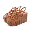 ≪5%OFFクーポン×P3倍≫プラダ PRADA サンダル 靴 レザー レディース ブラウン系 【中古】(4)