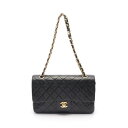 シャネル CHANEL マトラッセ Wフラップ ショルダーバッグ バッグ ラムスキン(羊革) レディース ブラック系 A01112 【中古】
