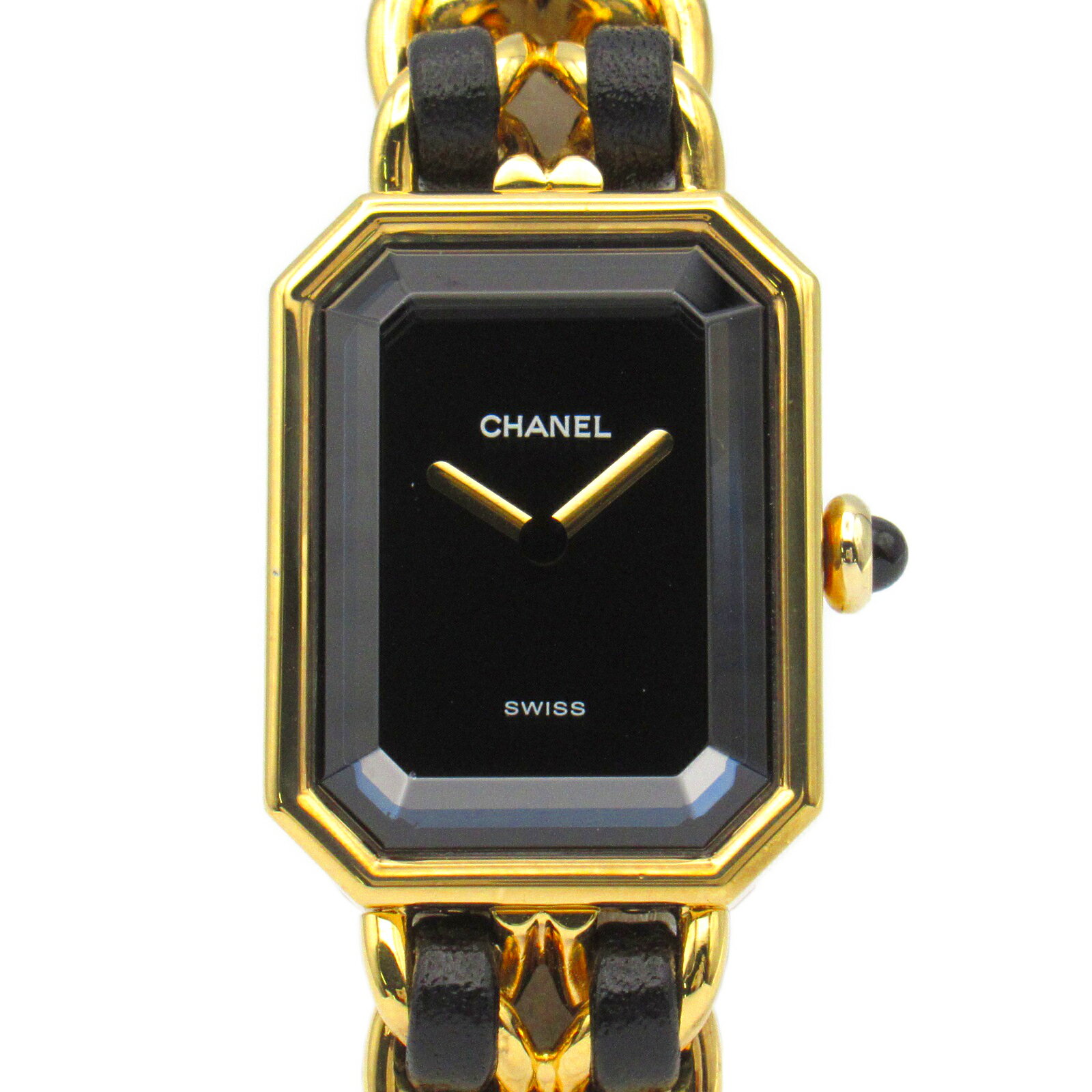 ≪10%OFFクーポン対象≫シャネル CHANEL プルミエールS 腕時計 時計 GP(ゴールドメッキ) レザー レディース ブラック系 H0001 【中古】