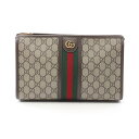 ≪5千円OFFクーポン対象≫グッチ GUCCI オフディア GGスプリーム ポーチ バッグ PVCコーティングキャンバス レザー レディース ベージュ系 / ブラウン系 59823496IWT8745 【新品】