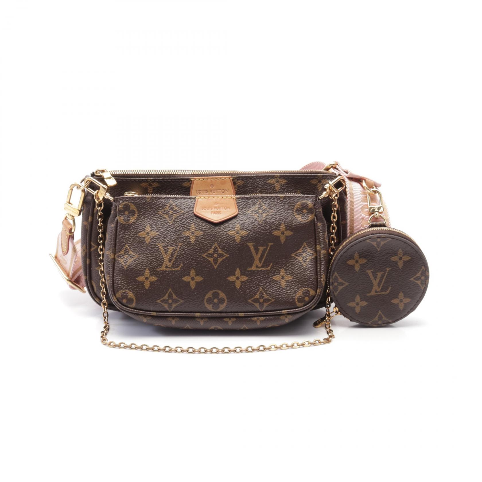 ≪10%OFFクーポン対象≫ルイ・ヴィトン LOUIS VUITTON ミュルティ ポシェット アクセソワール モノグラム ローズクレール ショルダーバッグ バッグ PVCコーティングキャンバス レザー レディース ブラウン系 / ピンク系 M44840 【中古】