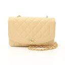 ≪8万円OFFクーポン配布×P5倍≫シャネル CHANEL マトラッセ ダイアナフラップ ショルダーバッグ バッグ レザー レディース ベージュ系 A01165...