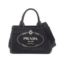 ≪ポイント5倍≫プラダ PRADA CANAPA カナパ トートバッグ バッグ キャンバス レディース ブラック系 1BG439 【中古】
