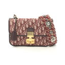 ≪5千円OFFクーポン対象≫ディオール Dior ディオール アディクト オブリーク ショルダーバッグ バッグ キャンバス レザー レディース ベージュ系 / ボルドー系 【中古】