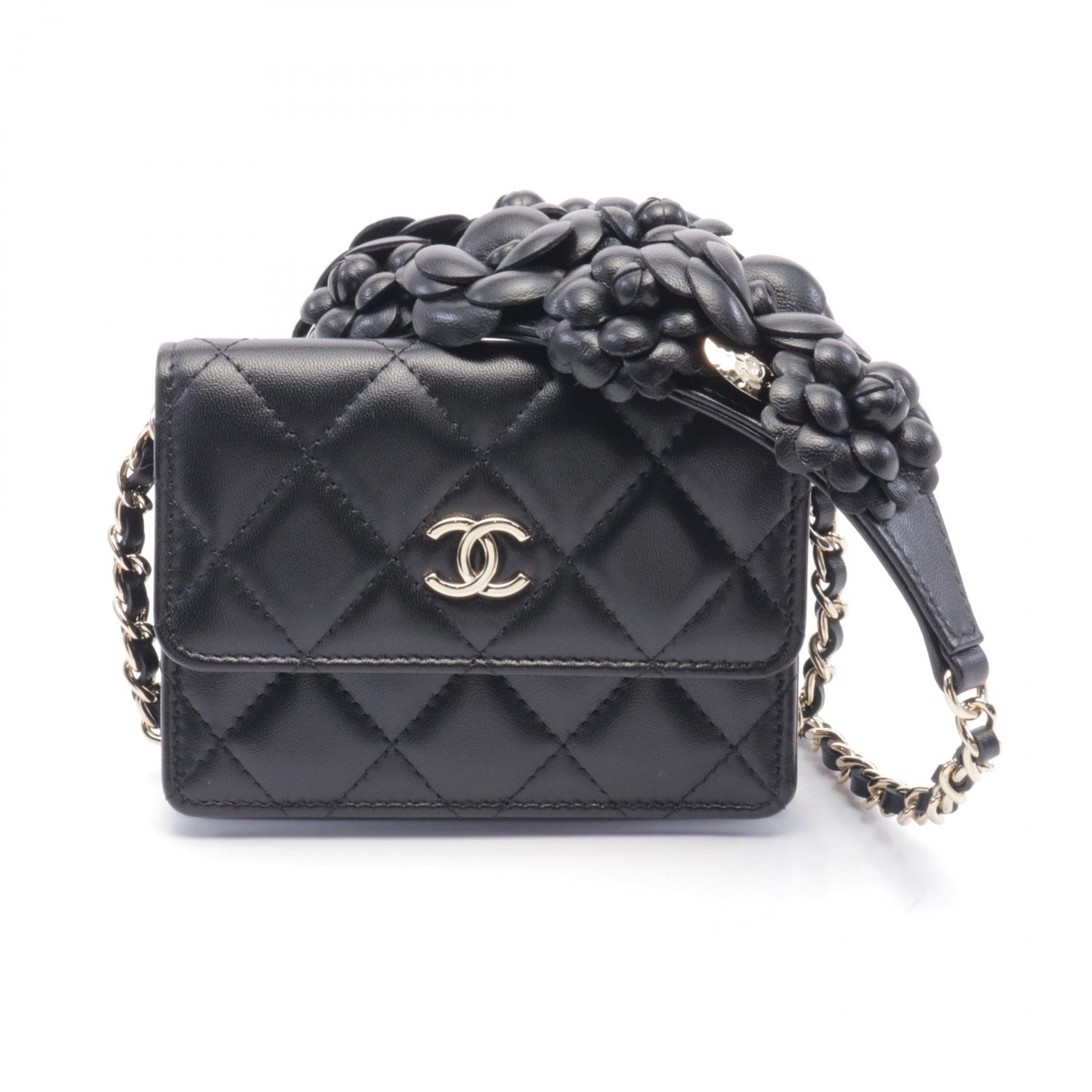 ≪15%OFFクーポン対象≫シャネル CHANEL マトラッセ カメリア ショルダーバッグ バッグ レザー レディース ブラック系 【中古】