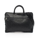 ボッテガヴェネタ BOTTEGA VENETA イントレチャート ブリーフケース バッグ レザー メンズ ブラック系 【中古】